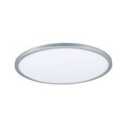 Round LED ceiling light with silver aluminium frame and white diffuser for modern room lighting