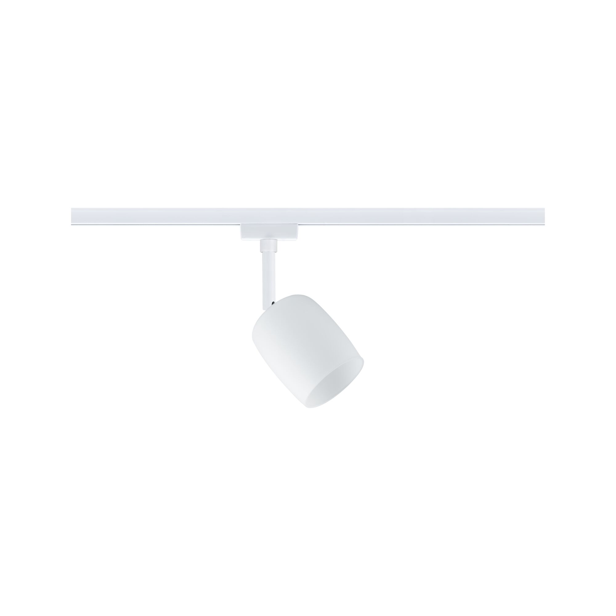 Modern white metal LED spotlight on track system for flexible room lighting