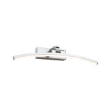 Curved LED wall light in brushed silver aluminum for modern interior lighting.