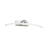 Curved LED wall light in brushed silver aluminum for modern interior lighting.