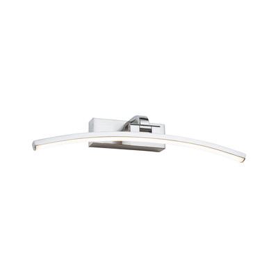 Curved LED wall light in brushed silver aluminum for modern interior lighting.
