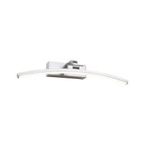 Applique murale LED incurvée en aluminium brossé argenté pour éclairage intérieur moderne.