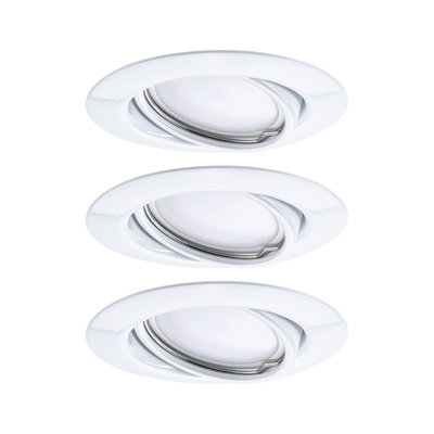 Trois spots encastrés blancs en plastique avec inserts orientables pour éclairage LED flexible