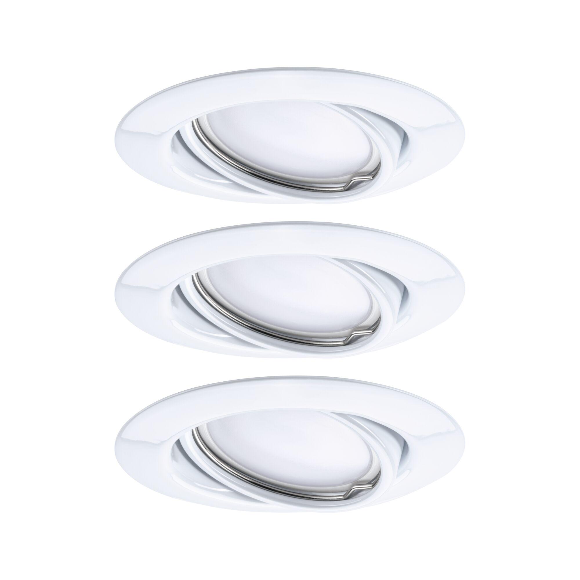 White metal recessed spotlight with adjustable tilt for flexible LED ceiling lighting