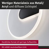 Moderne Wandlampe aus Metall und Acryl in Weiß und Schwarz mit neutralweißem Licht 4000K
