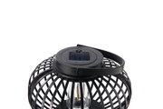Schwarze Solarleuchte aus Metall mit Gitterdesign und LED-Glühbirne für Außenbeleuchtung im Garten