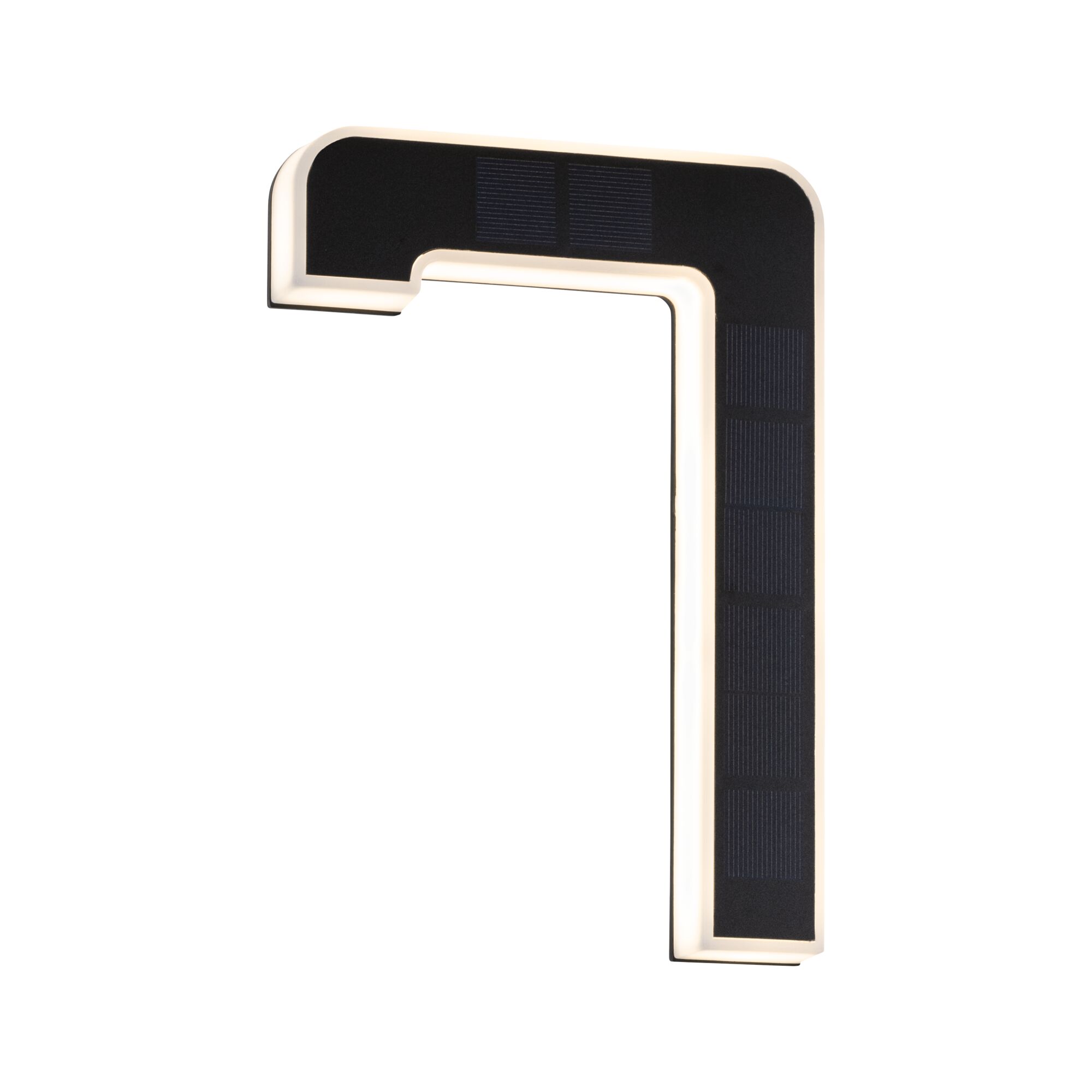 Black LED wall light with integrated light strip and solar panel for energy-efficient lighting