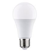 Weiße LED-Lampe mit E27-Fassung aus Kunststoff und Metall für energiesparende Beleuchtung
