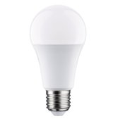 Weiße LED-Lampe mit E27-Fassung aus Kunststoff und Metall für energiesparende Beleuchtung