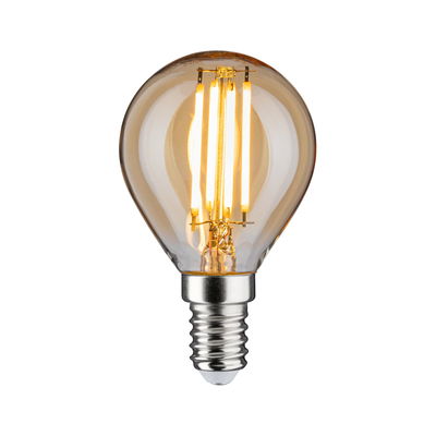 LED filament bulb with E14 base and amber glass for decorative lighting and energy saving