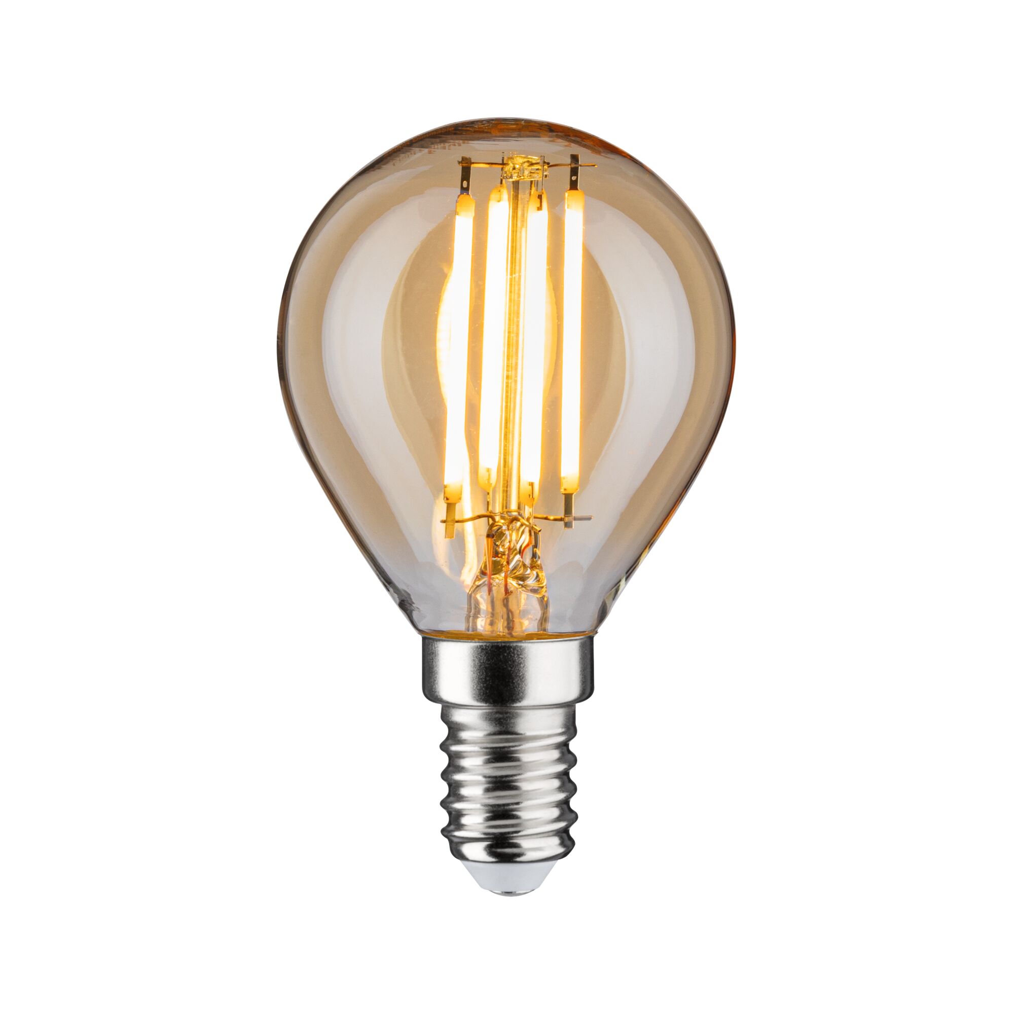 E14 45mm 2500K 4,7W 430lm 230V Gold LED-Filament-Glühbirne mit E14-Fassung und bernsteinfarbenem Glas für dekorative Beleuchtung