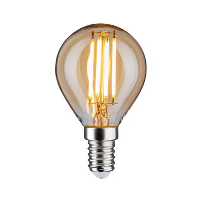 LED filament bulb with E14 base and amber glass for decorative lighting and energy saving