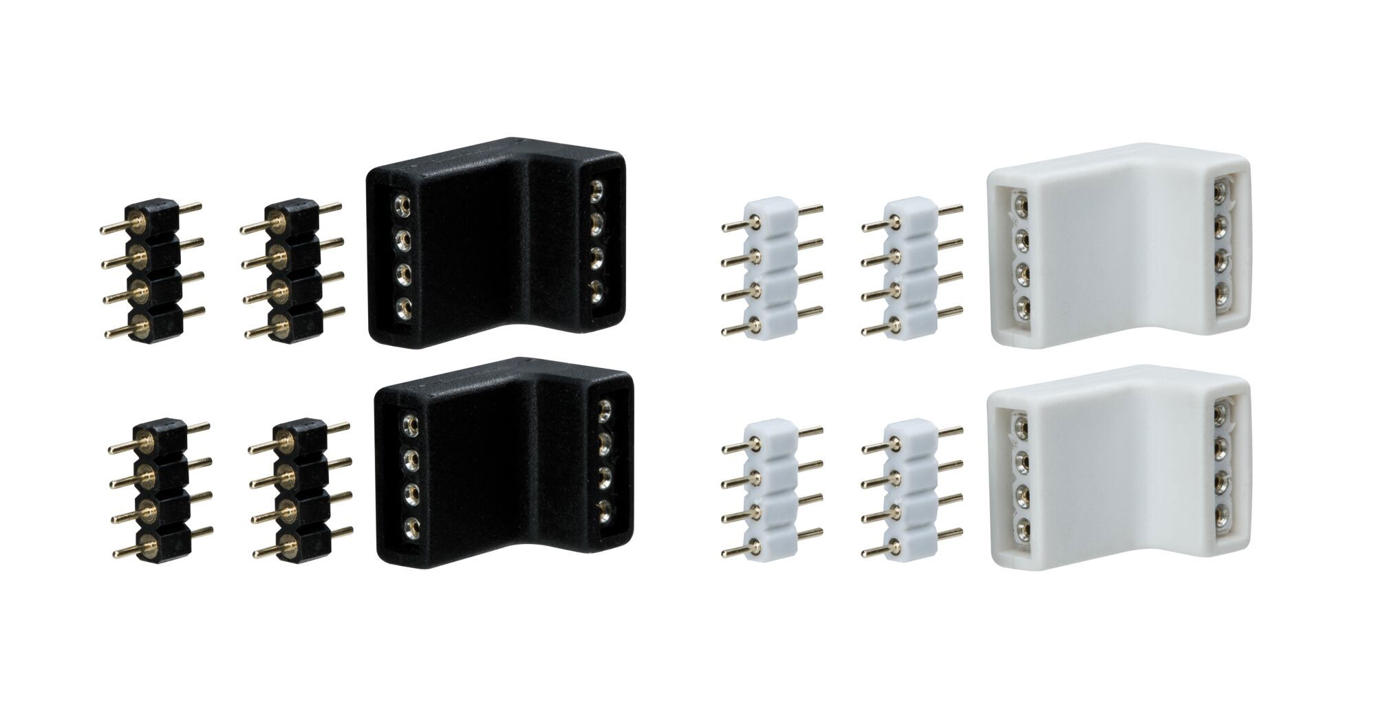 Black and white plastic LED connectors for flexible light strip connections