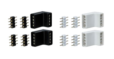 Black and white plastic LED connectors for flexible light strip connections