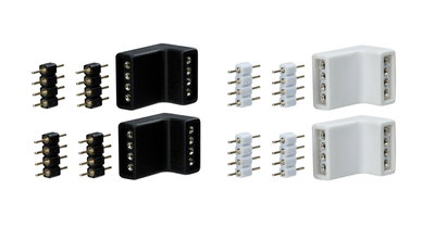 Black and white plastic LED connectors for flexible light strip connections