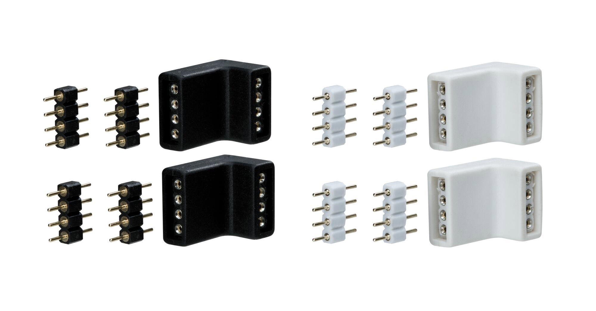 Black and white plastic LED connectors for flexible light strip connections