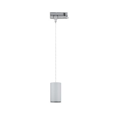 Modern white metal cylinder pendant light with transparent cable for indoor lighting