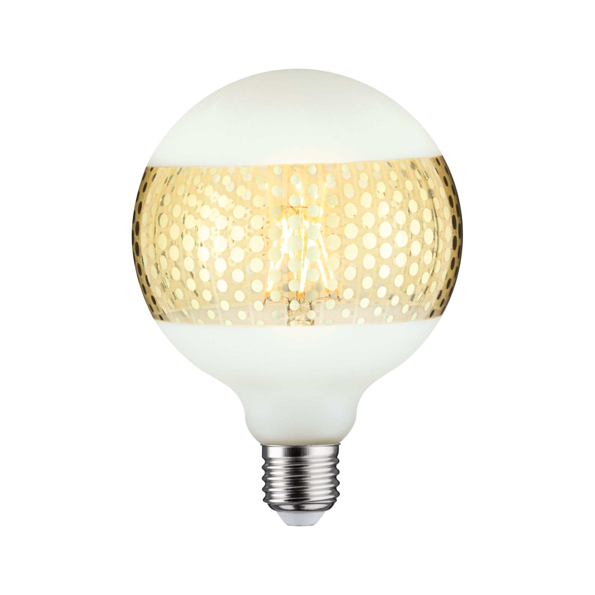 Ronde LED-lamp met gouden stippenpatroon en E27-fitting voor decoratieve verlichting