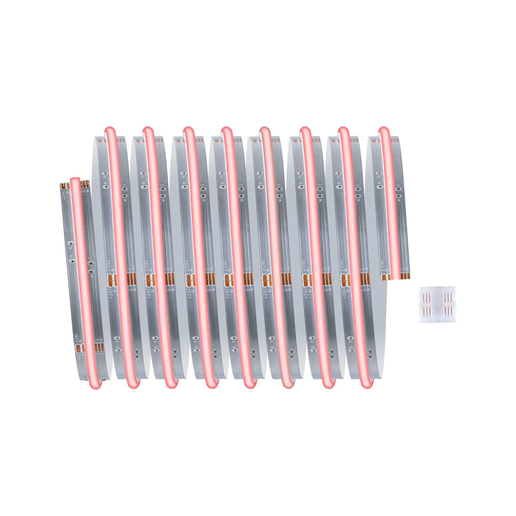 Flexibler LED-Lichtstreifen mit roter Beleuchtung und transparentem Verbinder für individuelle Lichtgestaltung