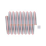 Flexible LED strip light with red illumination and clear connector for versatile lighting effects