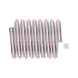 Flexible LED strip with red light on silver circuit board for decorative lighting accents