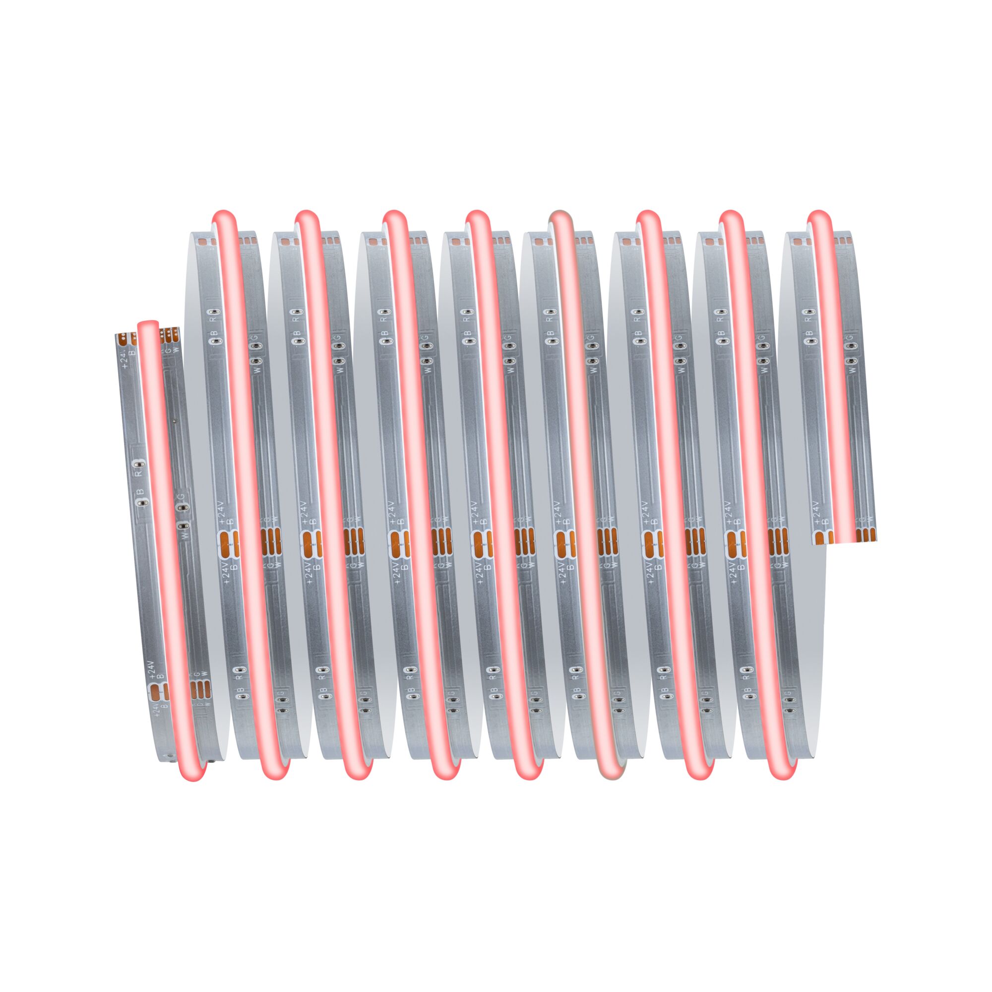 Flexibele LED-strip met rood licht op zilveren printplaat voor decoratieve verlichting