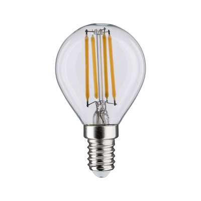 Small LED filament bulb with clear glass and E14 base for energy-efficient lighting solutions