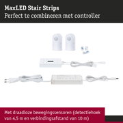 Wit MaxLED trapverlichtingsset met draadloze bewegingssensoren en LED-controller voor slimme verlichting