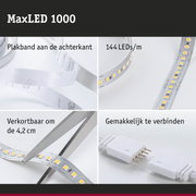 MaxLED 1000 LED-strip met 144 LEDs/m, zelfklevend, knipbaar en eenvoudig te verbinden voor flexibele verlichting