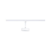 Modern white metal LED ceiling spotlight on track system for flexible room lighting