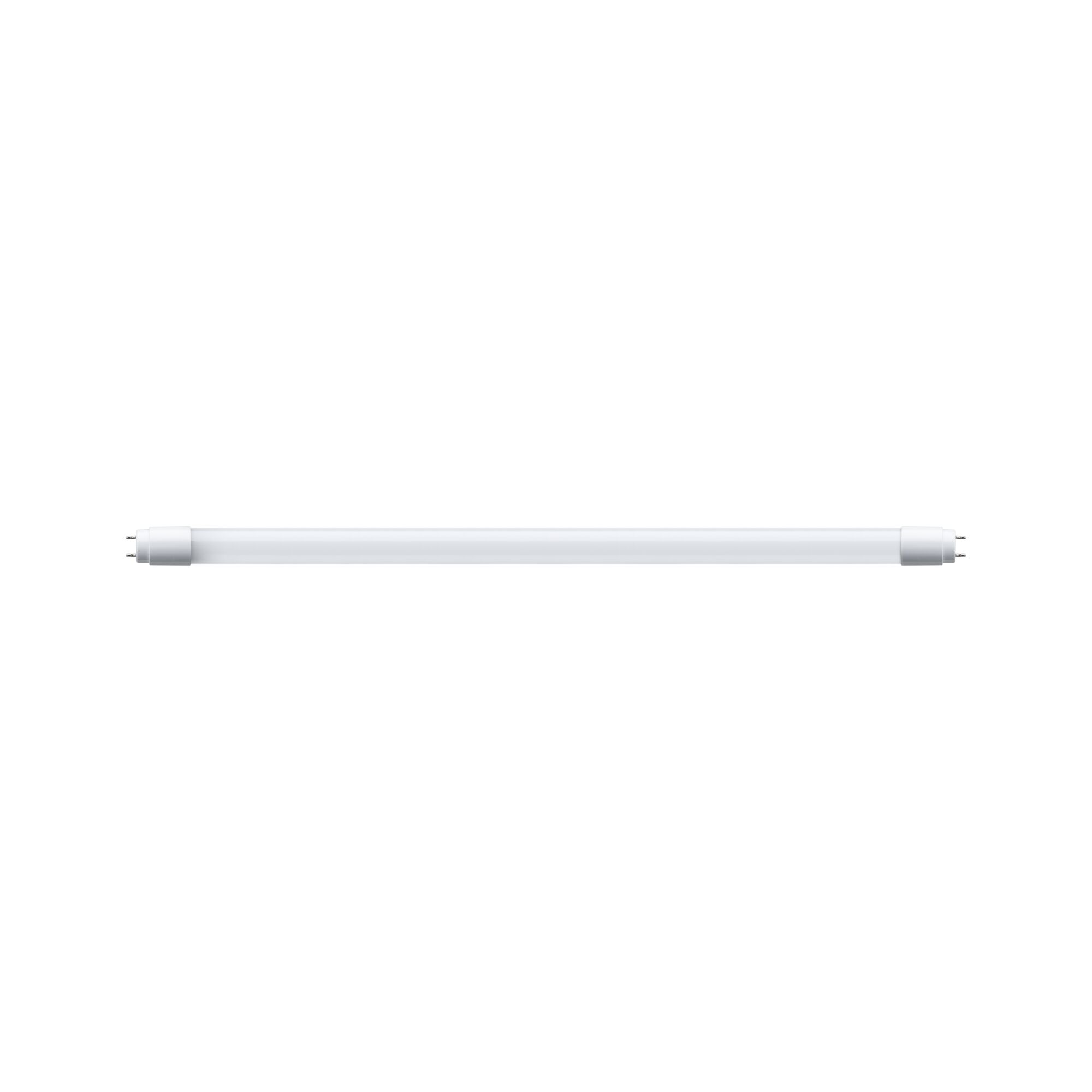White plastic LED tube with metal pins at both ends for energy-efficient lighting solutions