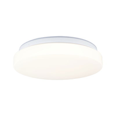 Round ceiling light in white plastic with warm white LED light for living spaces
