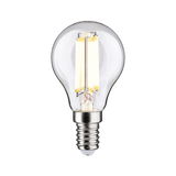 Small LED light bulb with clear glass and silver screw base for energy-efficient lighting