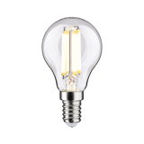 Small LED light bulb with clear glass and silver screw base for energy-efficient lighting