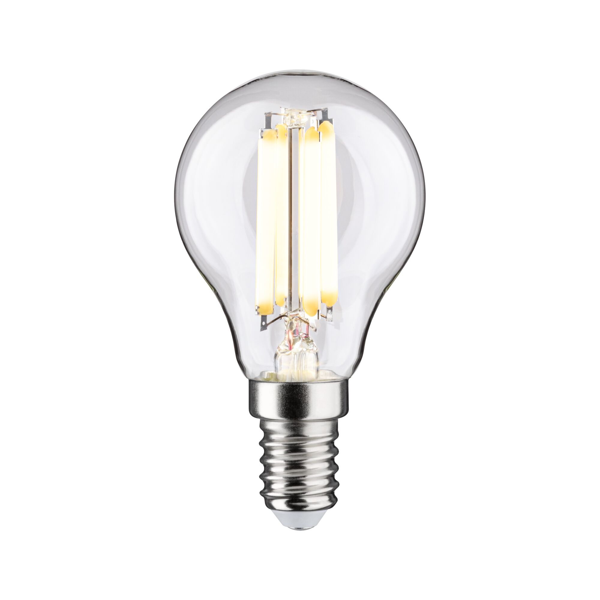 Efficient-Line Filament 230V LED Tropfen E14 1er-Set 82mm 525lm 2,5W 3000K Klar Kleine LED-Glühbirne mit transparentem Glas und silbernem Schraubsockel für energiesparende Beleuchtung