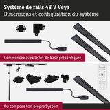 Système de rails 48 V Veya noir avec connecteurs et télécommande pour éclairage modulable