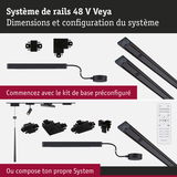 Système de rails 48 V Veya noir avec connecteurs et télécommande pour éclairage modulable