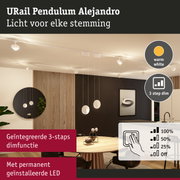 URail Pendulum Alejandro witte LED-plafondlamp met 3-staps dimfunctie en warm wit licht