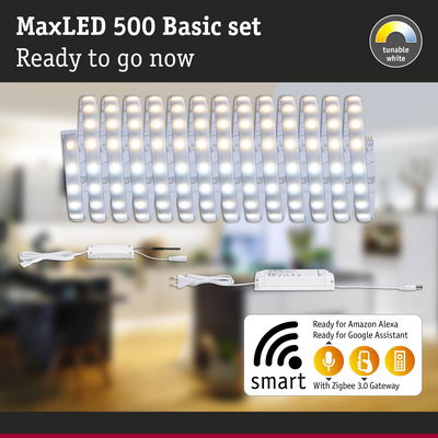 MaxLED 500 Basic set with tunable white LED strips and smart home support for Alexa and Google Assistant