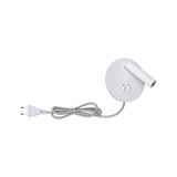 Weißer LED-Wandstrahler mit rundem Sockel und flexiblem Kabel für moderne Innenbeleuchtung