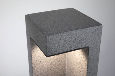 Modern grey granite outdoor lamp with integrated LED light for garden lighting