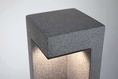 Modern grey granite outdoor lamp with integrated LED light for garden lighting