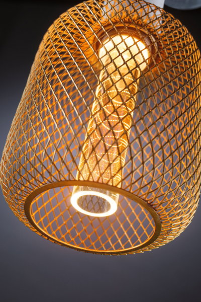 Moderne plafondlamp met gouden metalen gaas en warm wit LED-licht voor stijlvolle kamerverlichting