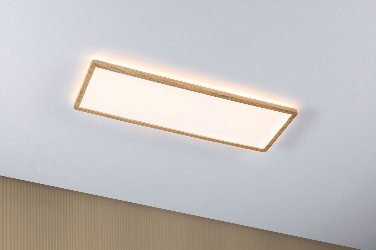 LED Panel Atria Shine Backlight IP44 eckig 580x200mm 22W 2300lm 3000K Holzoptik