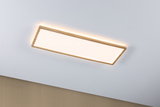 Rechteckige Deckenleuchte mit Holzrahmen und warmweißem LED-Licht für modernes Wohnambiente