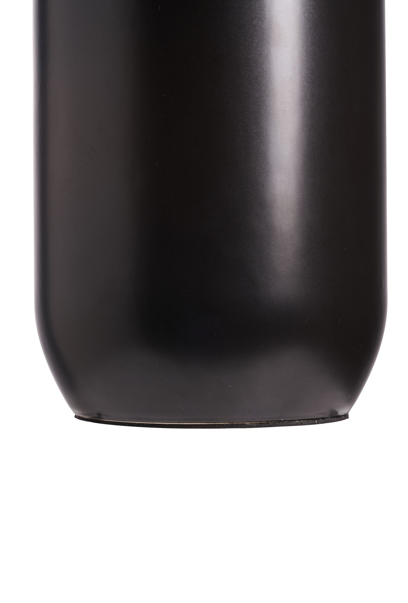 Black glossy metal housing with rounded bottom for modern lighting solutions and fixtures