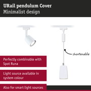 Minimalist white URail pendulum cover with shorten cable for Spot Runa lighting system