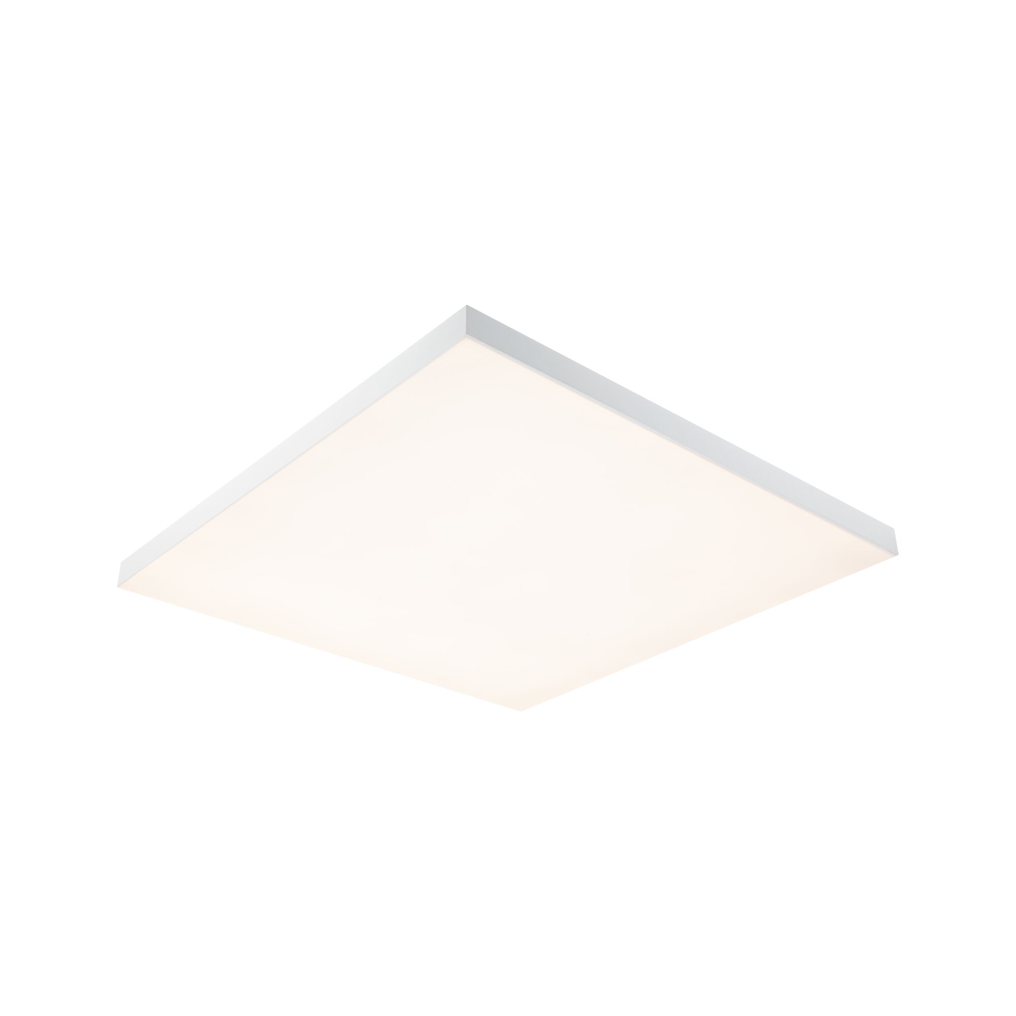 Quadratische Deckenleuchte aus weißem Aluminium mit warmweißem LED-Licht für moderne Räume
