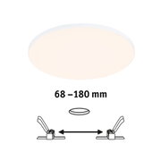 Rundes weißes LED-Deckenlicht mit einstellbarem Einbaumaß von 68 bis 180 mm für Wohnräume