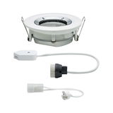 White recessed spotlight with metal clip and cable connector for indoor LED lighting